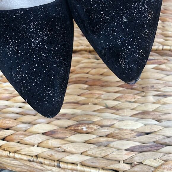 Ann Taylor Loft Black Velveteen Gold Glitter Heels - Picture 13 of 14